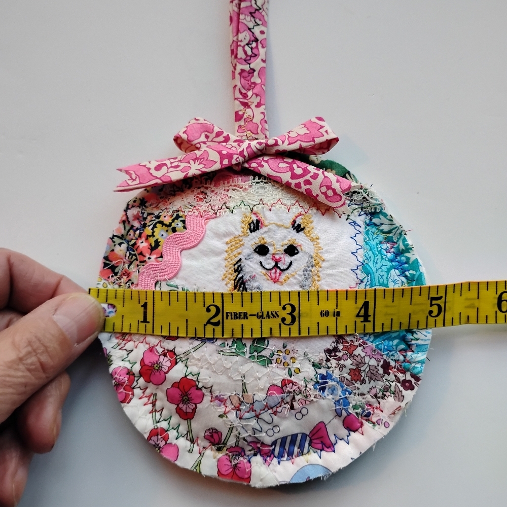 Liberty Art Fabric Tana Lawn Bag Charm Crazy Quilt Patchwork Pomeranian Dog - Picture 8 of 10